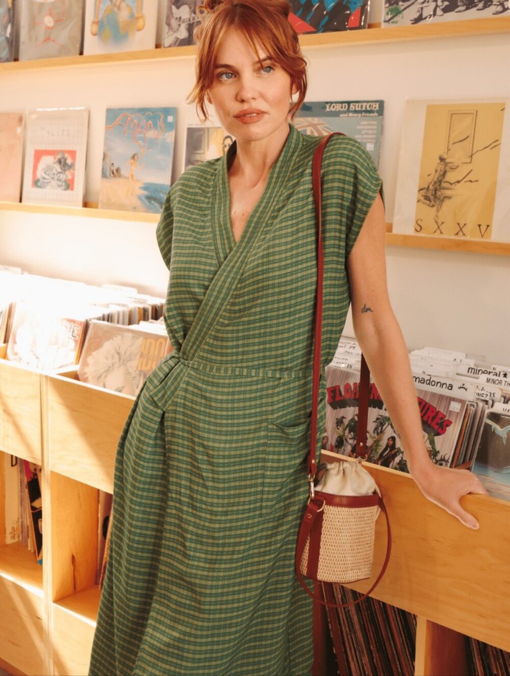 Oddbird Aydin Green Plaid Reversible House Dress NWOT
